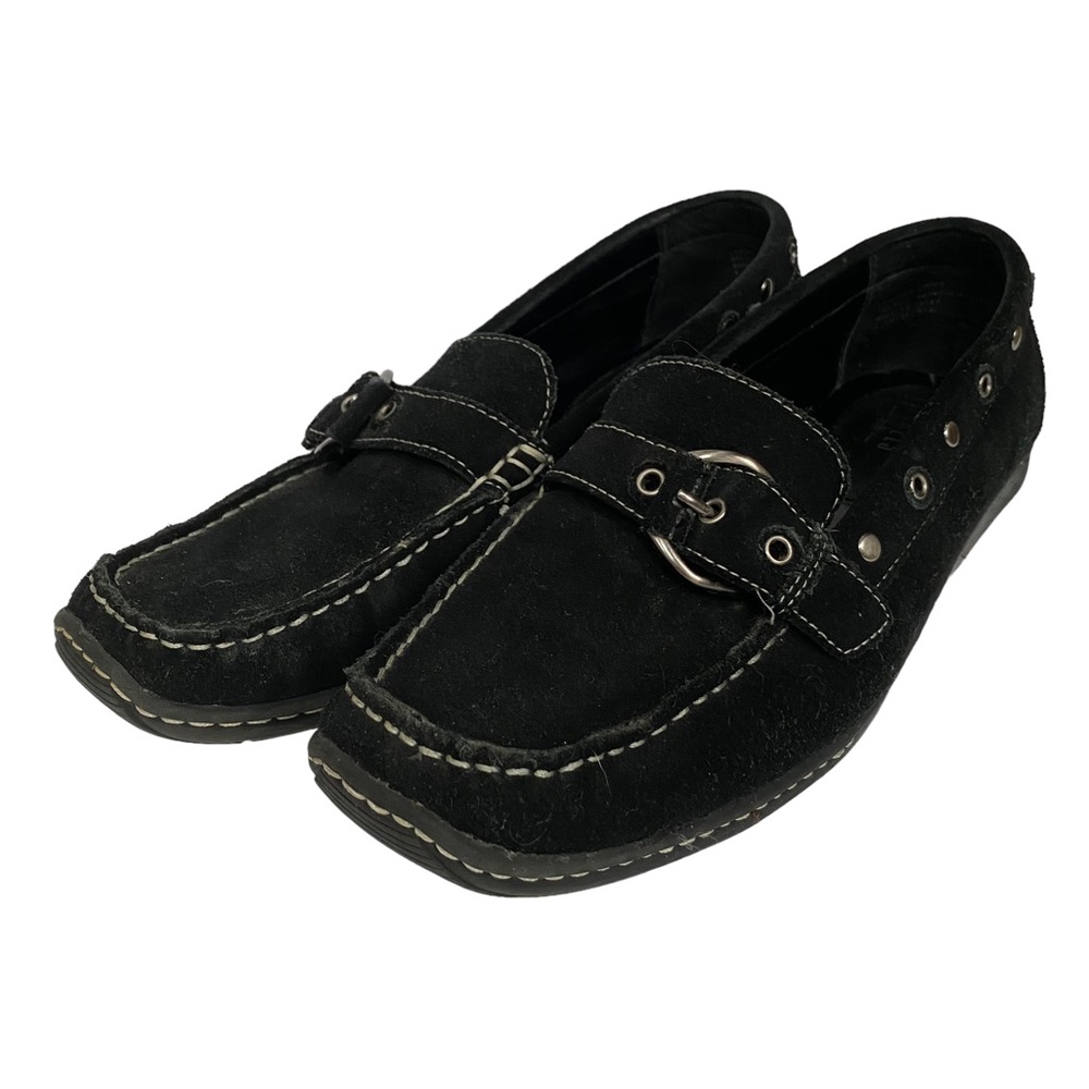 Nickels Black Suede Buckle Driving Loafers Slip On Shoes size 9.5